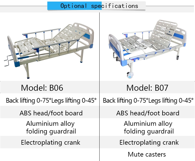 Manufacture Cheap Price Two-Cranks Manual Home Care Nursing Hospital Bed